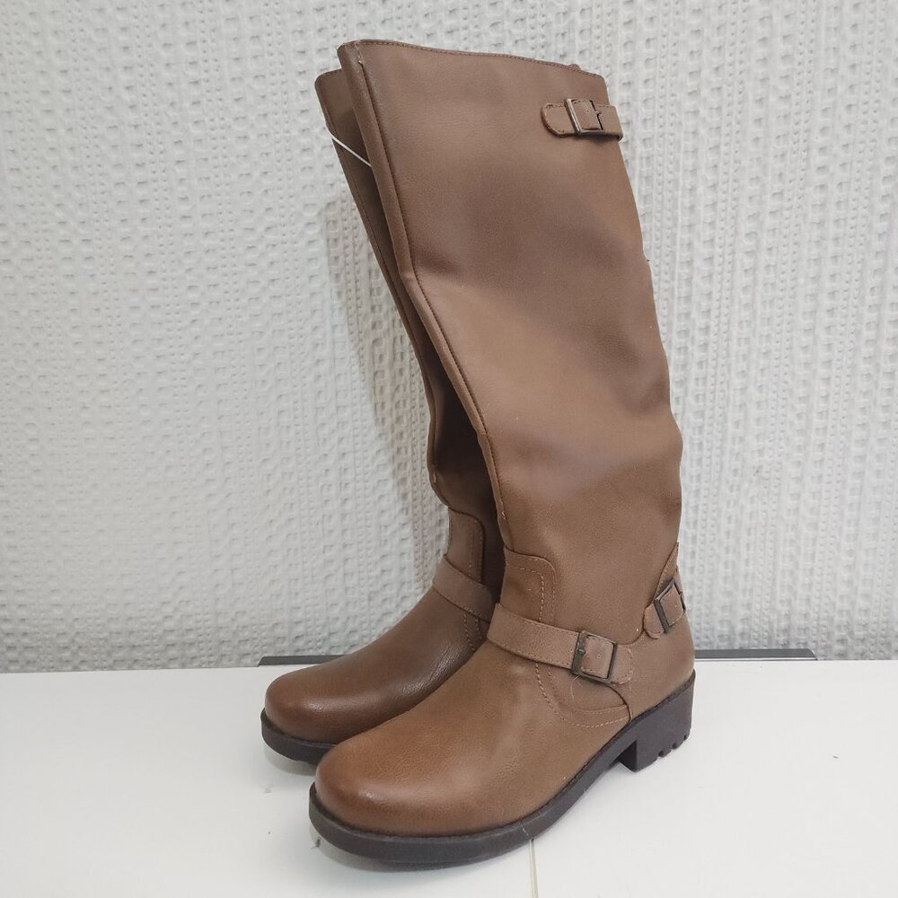 Mossimo Supply Co. Tall Buckle Riding Boots in Brown